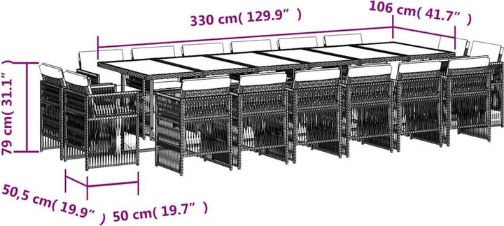 Produktbild vidaXL Garten Essgruppe (330 x 106 x 73 cm)