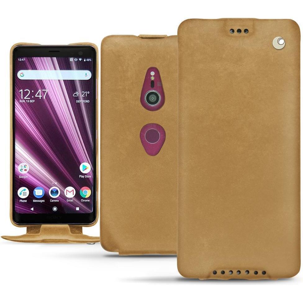 Noreve Lederschutzhülle vertikal (Sony Xperia XZ3), Smartphone Hülle, Braun
