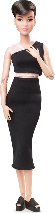 Productafbeelding Barbie Signature Looks Doll: Petite (kort zwart haar).