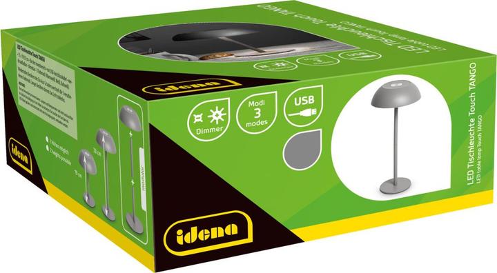 Actual product image Idena LED Tischleuchte Touch Tango Metall grau 15x33cm Akku USB dimmbar 3 Modi Innen