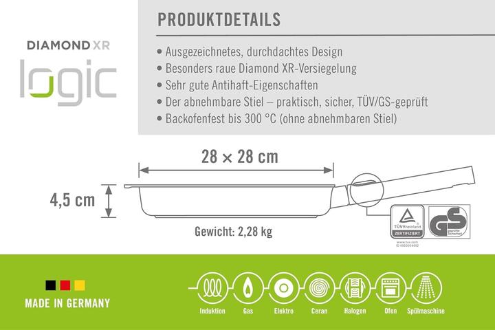 Actual product image Woll 1628-1PLCI Pro Logic induction, cast iron pan (Frying pan, Grill pan, Cast aluminium, 28 x 4.50 cm)
