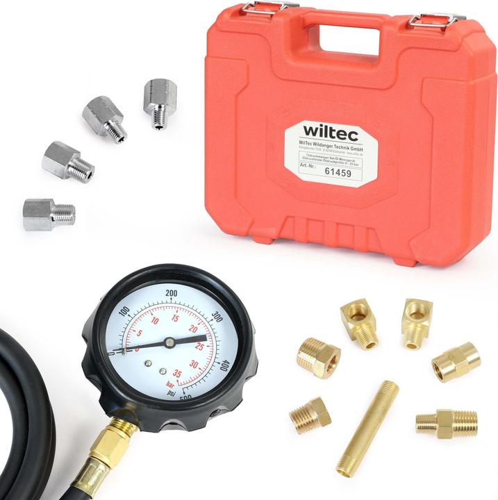 Produktbild Wiltec Öldruckprüfer 12teilig 0-35bar Öldruckmesser Öldrucktester Motoröl