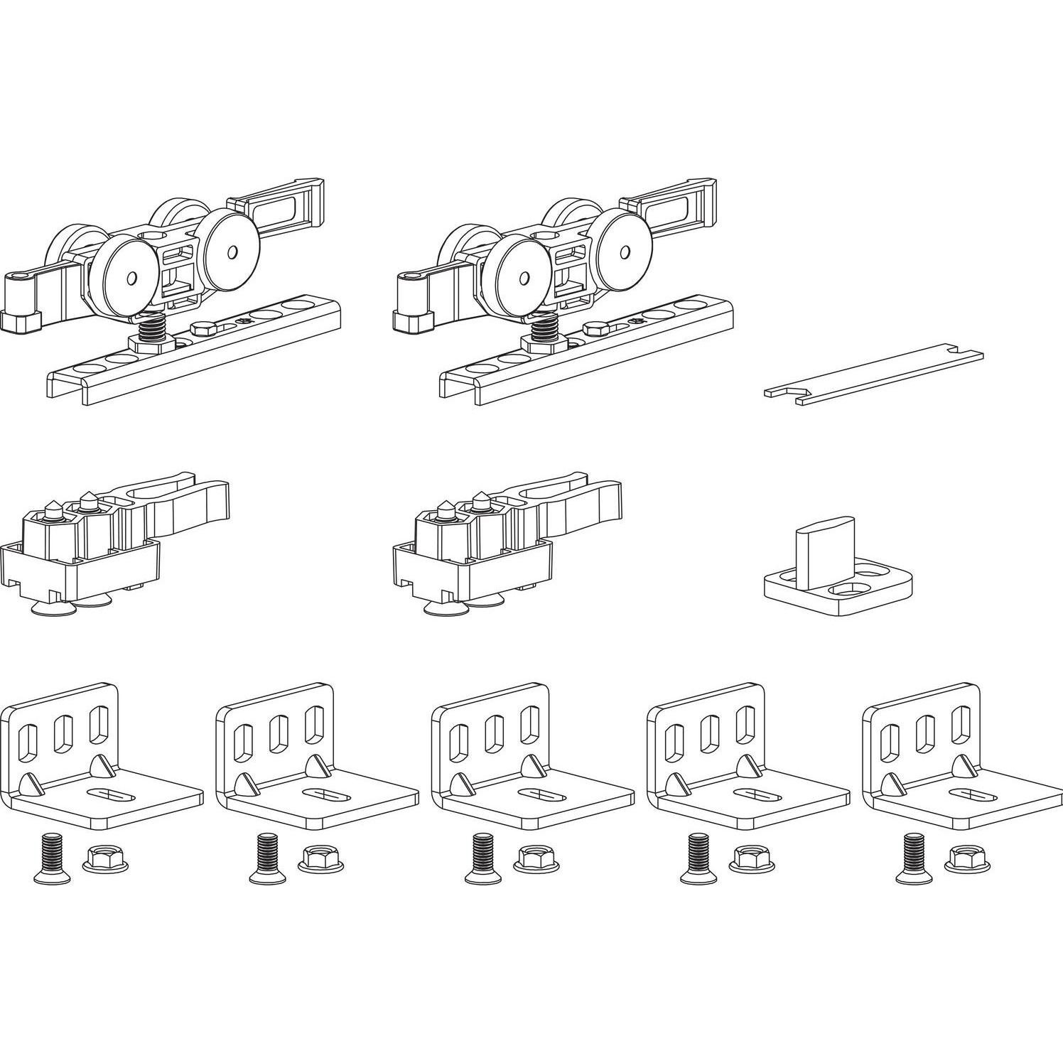 Terno Scorrevoli, Türbeschlag + Scharnier, TERNO Beschlagset Hide Basic Standard Holz 80 kg ohne Laufschiene