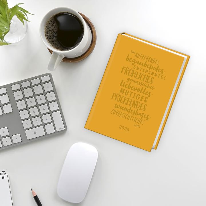 Immagine prodotto Kalenderbuch A6 gelb 2026 (A6, 1 settimana / 2 pagine)