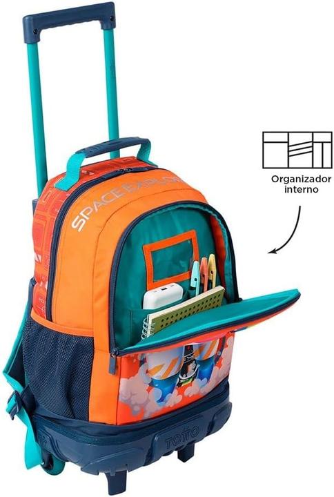 Actual product image Totto Rocket-Inspired Rolling Backpack with Adjustable Straps and Organizer