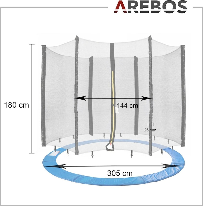 Immagine prodotto Arebos Copertura del bordo del trampolino e rete di sicurezza