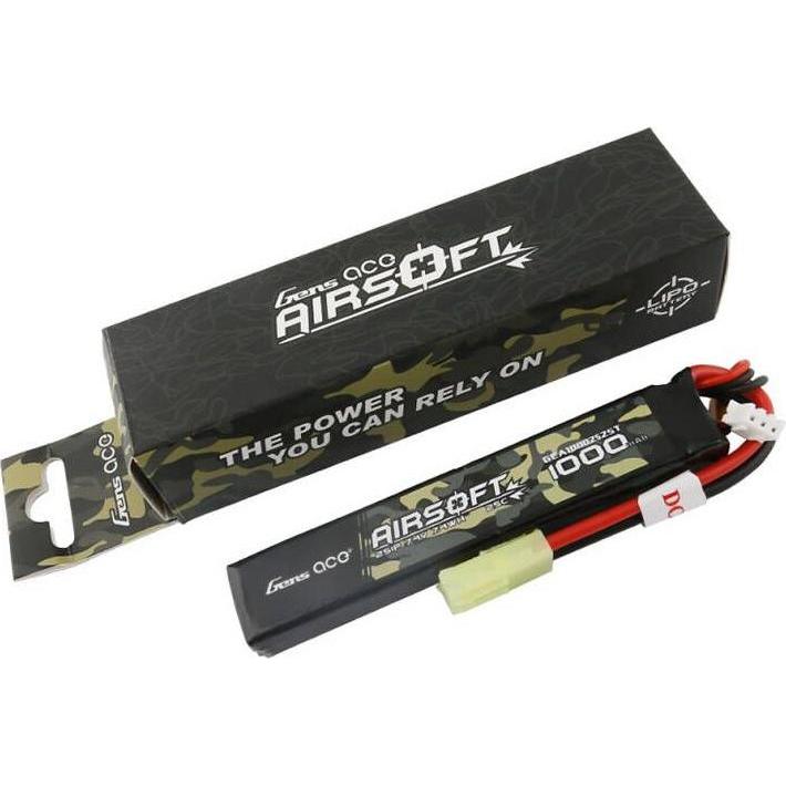 Thumbnail - Gens Ace 25C 1000mAh 2S1P 7.4V Airsoft Gun Lipo Battery with mini Tamiya Plug (7.40 V, 1000 mAh)
