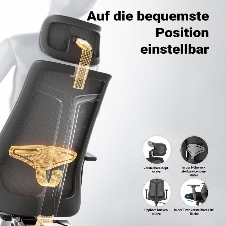 Immagine prodotto Wiltec Sedia da ufficio ergonomica