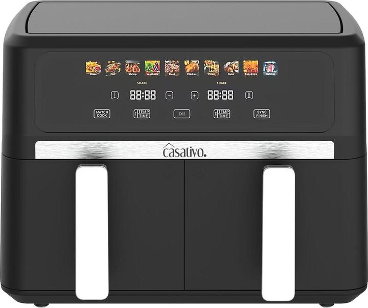 Produktbild Casativo Premium Doppelkorb Heissluftfritteuse, Dual Zone, 2x 4,5 l - Air Fryer Edelstahl / ABS