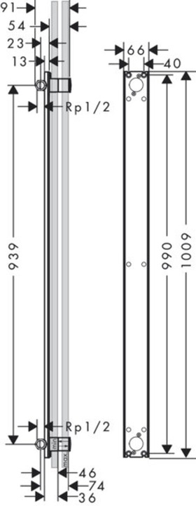 Produktbild hansgrohe Grundkörper AXOR ONE für Showerpipe