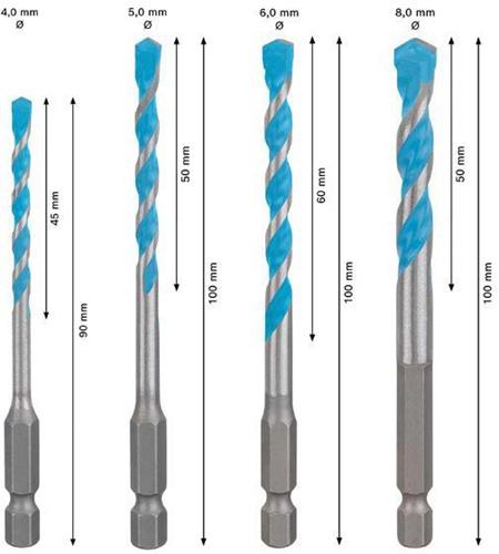 Produktbild Bosch Professional Zubehör Expert HEX-9 Multi Construction Bohrer-Set (8.0 Millimeter, 10.00 Millimeter, 5.0 Millimeter, 12.0 Millimeter, 6.0 Millimeter, 4.0 Millimeter)