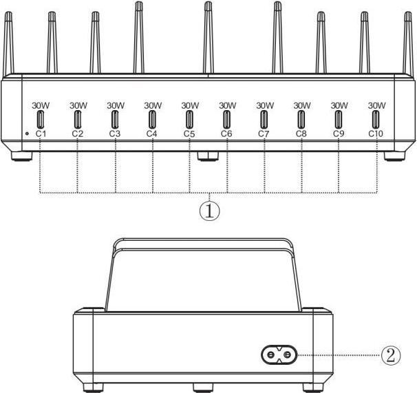 Produktbild MU Classic 300W 10-Port USB-C Ladestation (30 W, 10 Ports)