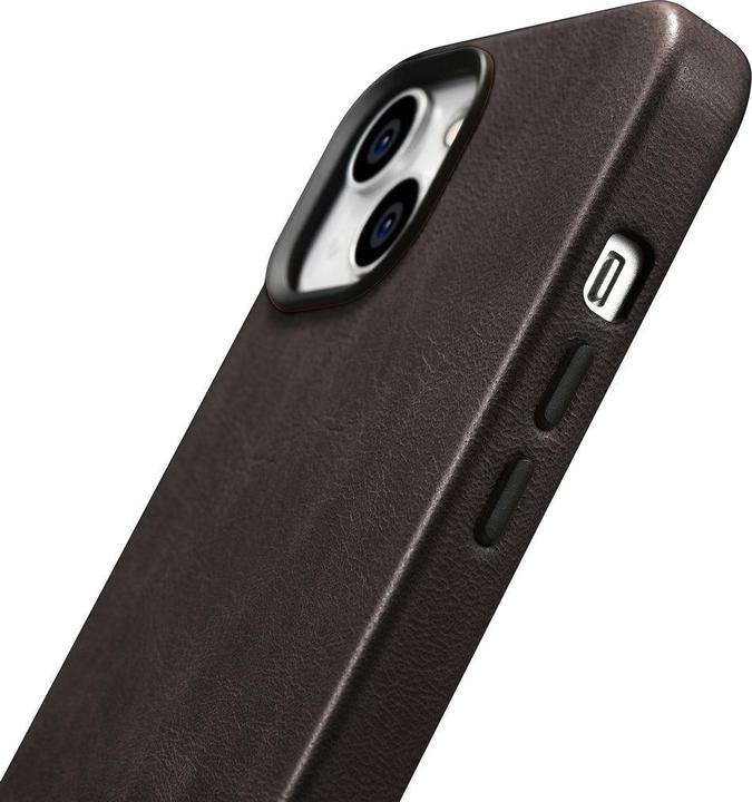 Actual product image iCarer Oil Wax Premium Leather Case iPhone 14 Plus Magnetic Leather Case with MagSafe Brown (WMI1422 (Apple iPhone 14 Plus)