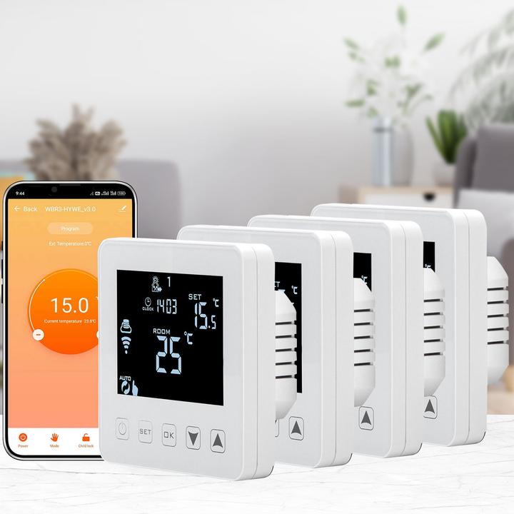 Produktbild Casativo WLAN-Thermostat für Fussboden Heizungen, Steuerung per App, Siri, Alexa & GA, 4er-Set