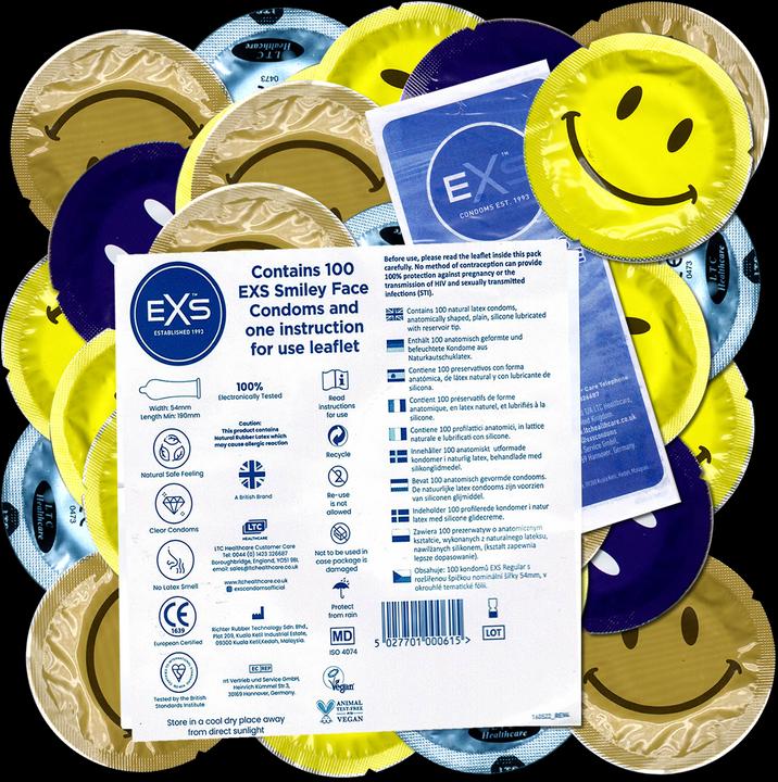 Produktbild EXS Vorratsbeutel «Smiley Face» 100 glückliche Kondome (Rundfolien) (100 Stk.)