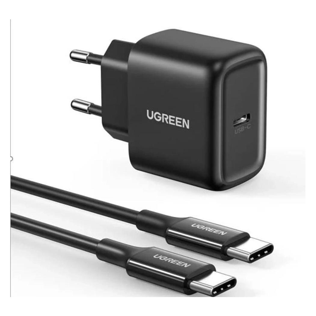 Ugreen Wall Charger CD250, 25W, Usb-C (black) + Usb-C To Usb-C Cable, 2m (black) (25 W), Usb Ladegerät, Schwarz
