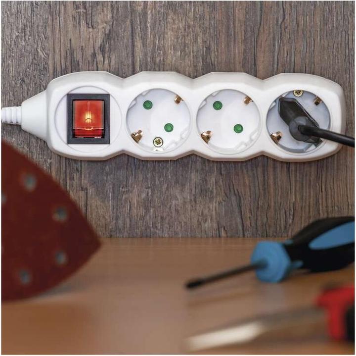 Actual product image Emos Ilgiklis 5 lizdÅ³ su Ä¯Å¾eminimu, jungikliu White (5 x, CEE 7/3, 5 m)