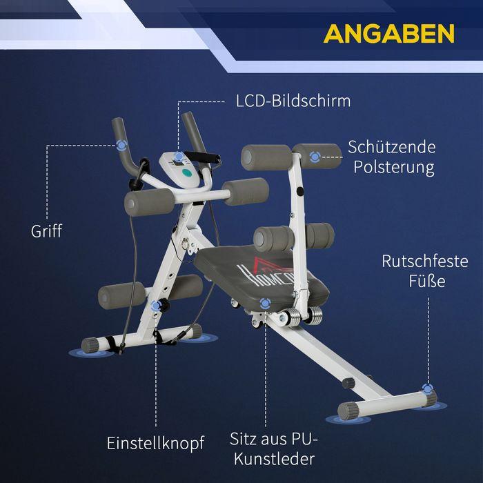 Produktbild Swisshandel24 2-in-1 Bauchtrainer, Bauchmuskeltrainer mit verstellbare Bauchmuskelbank Weiss