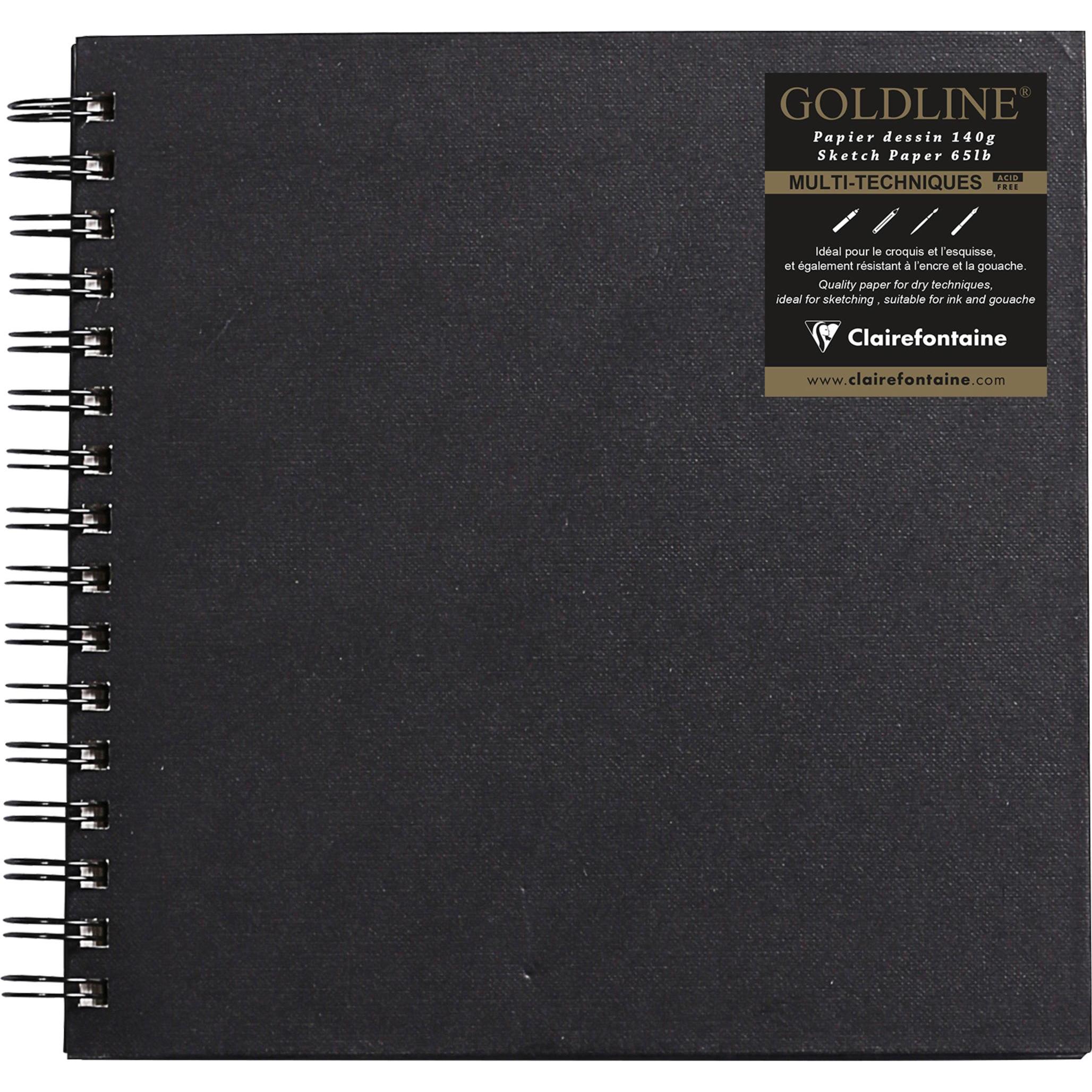 Clairefontaine, Heft + Block, GOLDLINE Spiralb.20x20 140g (Spezial, Blanko, Harter Einband)