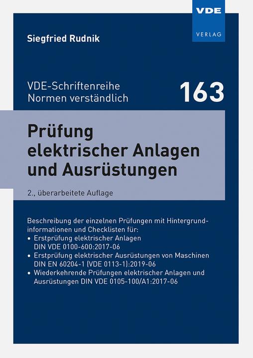 Actual product image Prüfung elektrischer Anlagen und Ausrüstungen (German, Siegfried Rudnik, 2022)