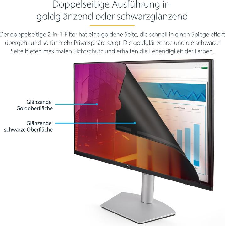 Produktbild StarTech com 27 Zoll 16:9 Monitor Blickschutz Gold, Zweiseitiger Blickschutzfilter mit Erhöhter Priv (27", 16 : 9)
