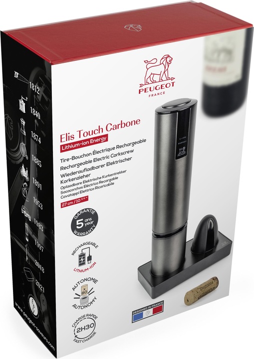 Immagine prodotto Peugeot ELIS TOUCH Cavatappi elettrico con batteria al litio, fibra di carbonio (Cavatappi elettrico)