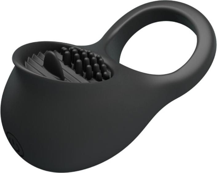 Actual product image Pretty Love Vibrating Cock Ring With Black Tongue (9.80 cm)