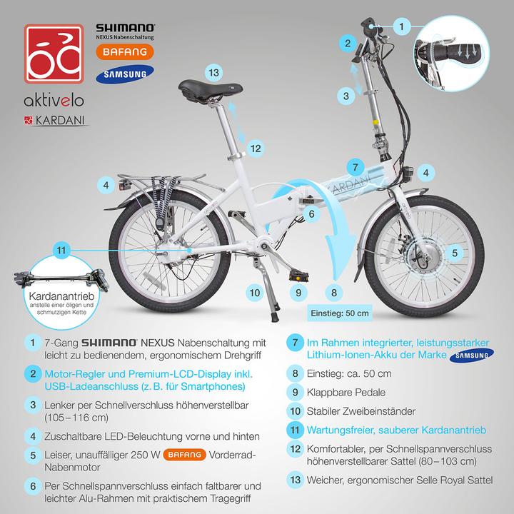 Produktbild Aktivelo 20 Zoll Elektrofahrrad E-Bike E-Klapprad,Faltbares E-Citybike mit 36V/8,7Ah Abnehmbar Akku,250W (20 cm)
