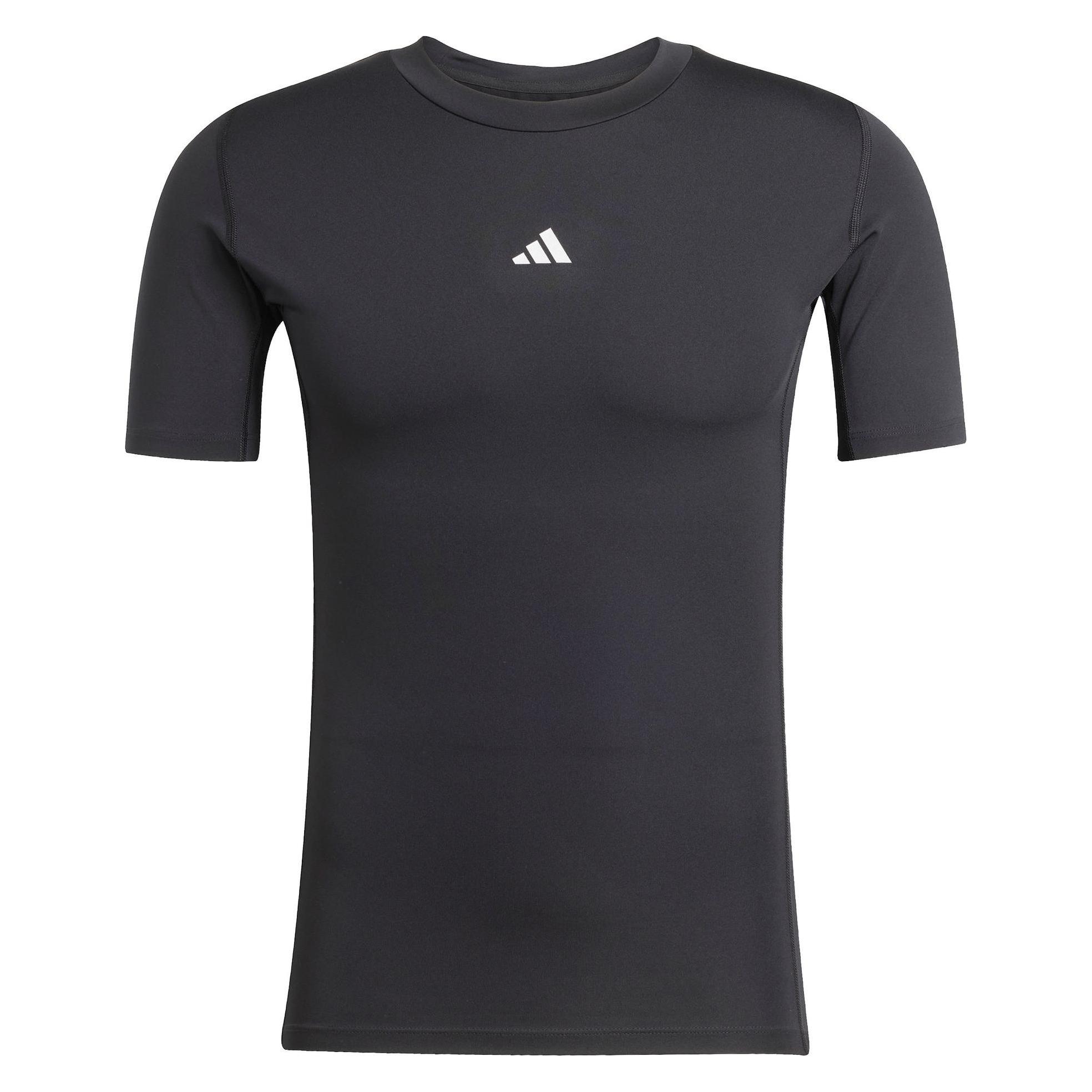 Adidas, Mannen, Sportief Shirt, Techfit Kurzarm-T-Shirt (M), Zwart, M