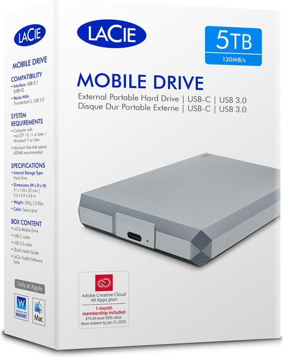 Produktbild LaCie Mobile Drive - Moon Silver (5 TB)