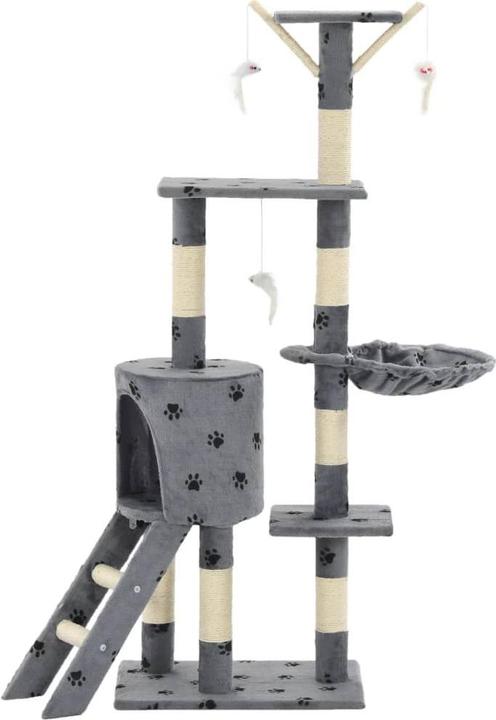 Actual product image vidaXL Kratzbaum (138 cm, Grey with paw pattern)
