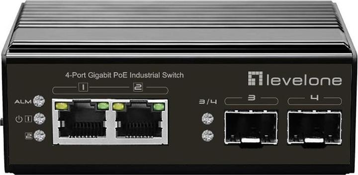 Produktbild LevelOne Switch 4 Port Gigabit PoE DIN-Rail,-40°C to 75°C (4 Ports)