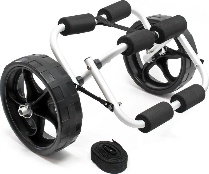Wiltec Foldable Aluminium Transport Trolley max. 45kg with PU Wheel & Nylon Belt for Canoes