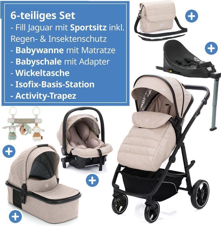 Produktbild Fillikid Kinderwagen 3 in 1 4-1 Kombi-Kinderwagen-Set Fill Jaguar mit (0 Monate - 4 Jahre)
