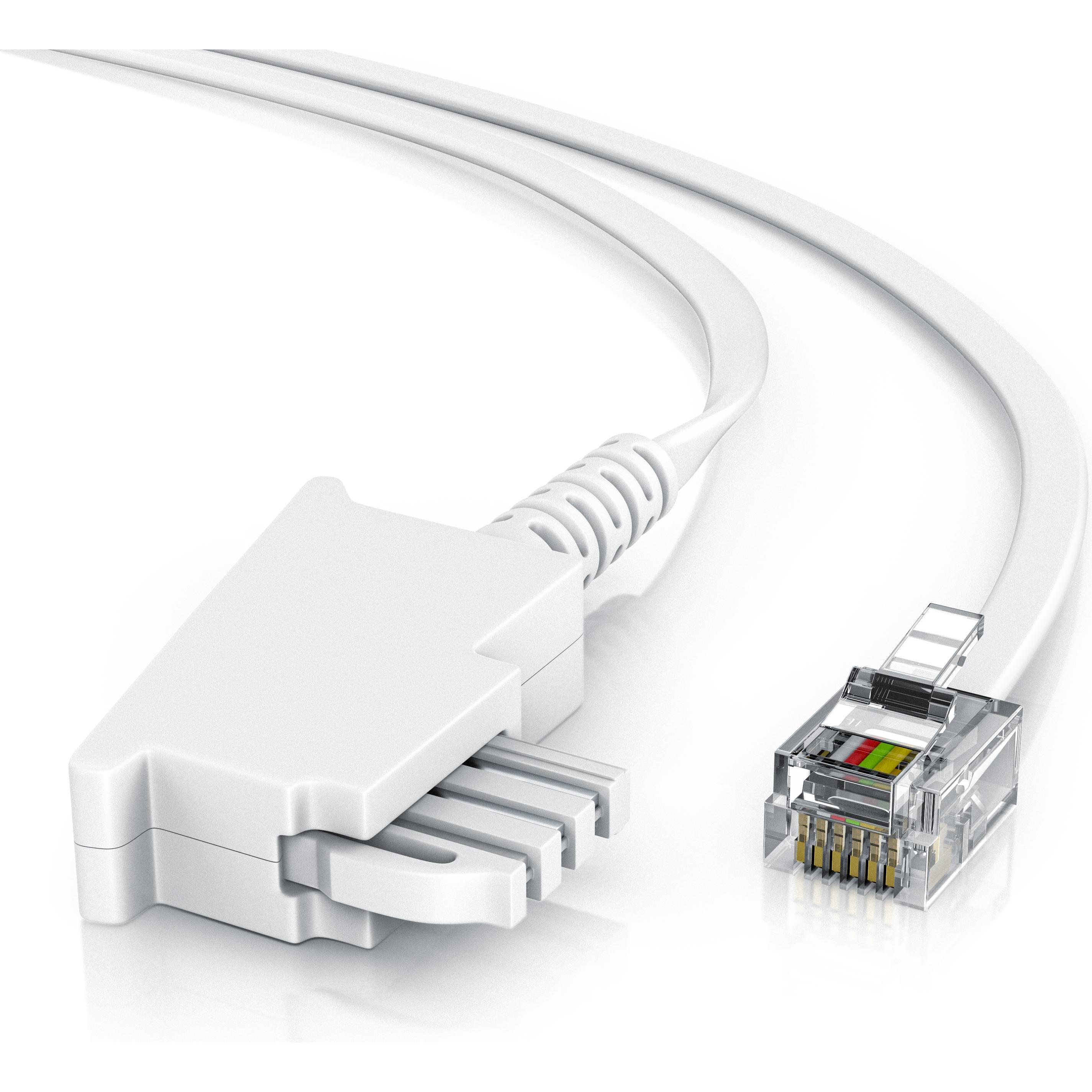 CSL Telefonkabel Flach, TAE-F Stecker zu RJ11, Telefondose zu Telefon, Flachkabel, Fax, Anrufbeantworter, Telefon Zubehö...