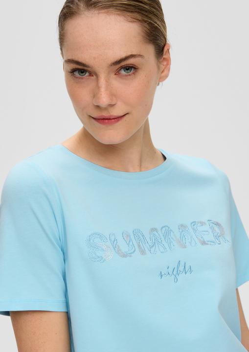 Produktbild S.Oliver T-Shirt T-Shirt aus Baumwollstretch mit Paillettenstickerei (48)