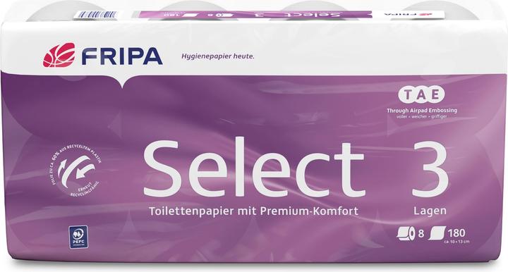 Productafbeelding Fripa Toiletpapier Kies Aantal lagen: 3-lagig Materiaal van het toiletpapier: 100 % Zel (8 Pcs.)