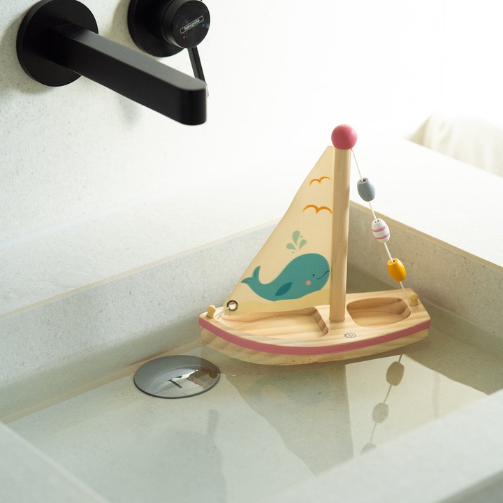 Immagine prodotto Activity Board Giocattolo da bagno, regalo di battesimo, regalo per bambini, barca a vela per bambini, giocattolo