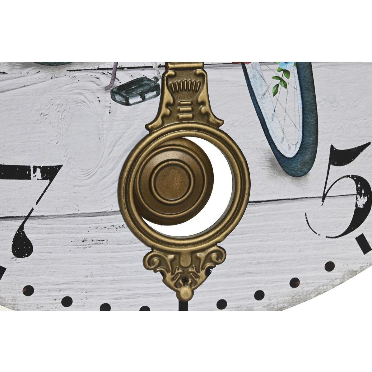 DKD Home Decor, Orologio da parete, Wanduhr Fahrrad Metall Bunt Holz MDF (2 Stück) (58 x 4 x 58 cm)