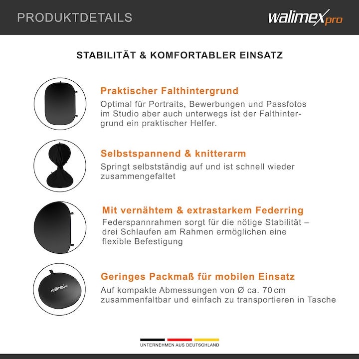 Produktbild Walimex Falthintergrund 150x200cm schwarz (150 cm, 200 cm)