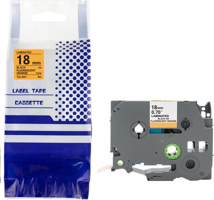 Hermex Alternatives Etikettenband zu Brother TZe-B41 Beschriftungsband (1.80 cm, Orange)