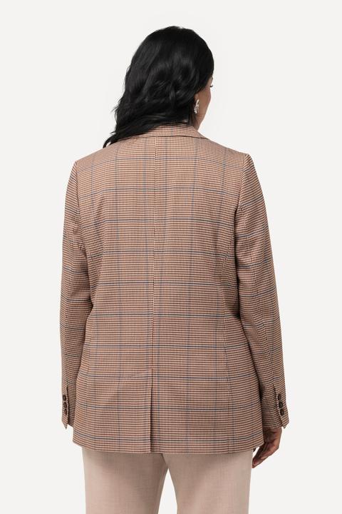 Image du produit Ulla Popken Blazer avec col à revers, poches à rabat et motif à carreaux (44)