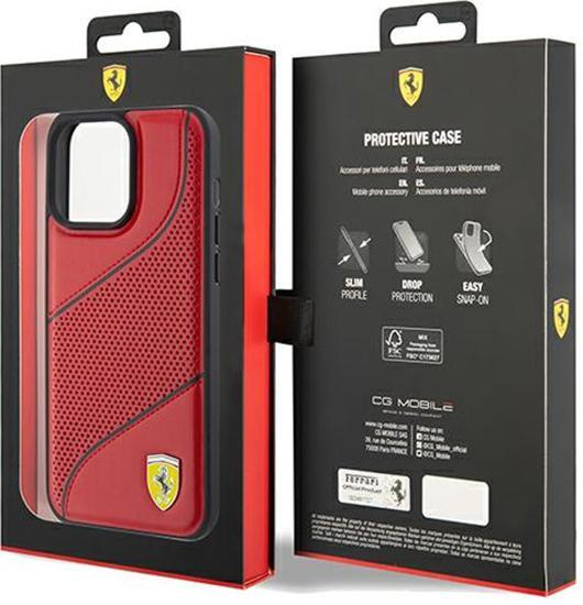 Produktbild Ferrari FEHCP15LPWAR iPhone 15 Pro 6.1" czerwony/red hardcase Perforated Waves Metal Logo (Apple iPhone 15 Pro)