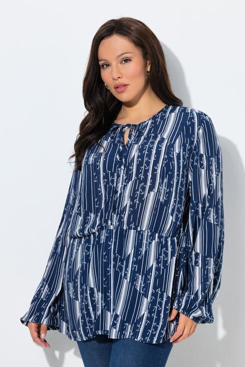 Actual product image Ulla Popken Geometric Anchor Print Blouse (62)