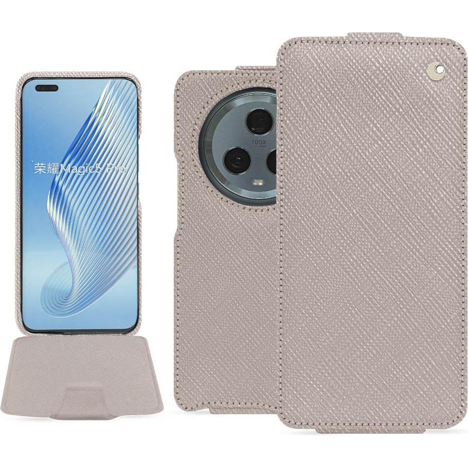 Noreve Lederschutzhülle vertikal (Honor Magic5 Pro), Smartphone Hülle, Beige