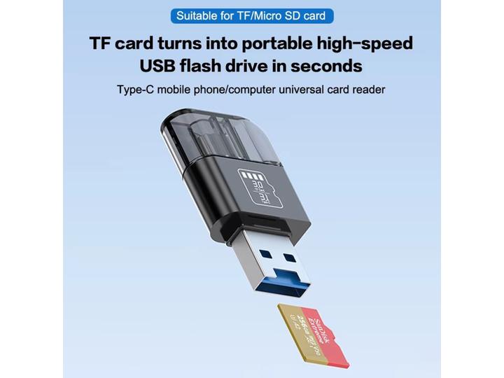 Actual product image PowerGuard USB-C USB-A OTG to MicroSD Cardreader Photo File Adapter (USB, Micro USB, USB-C)
