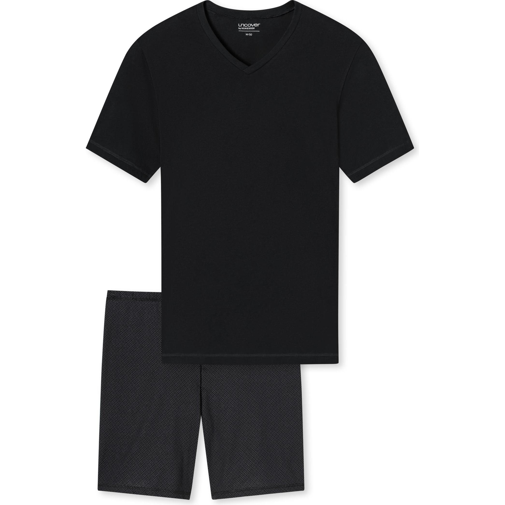 Uncover by Schiesser, Herren, Pyjama, Pyjama Homewear Bequem sitzend - 13701, Schwarz, (XL)