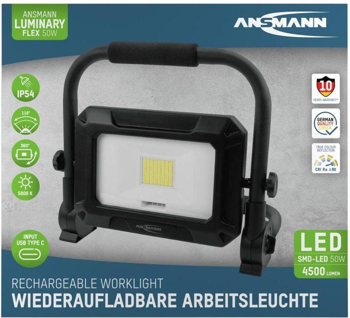 Actual product image Ansmann Work spotlight FL50W-R rechargeable 50 W (4500 lm)
