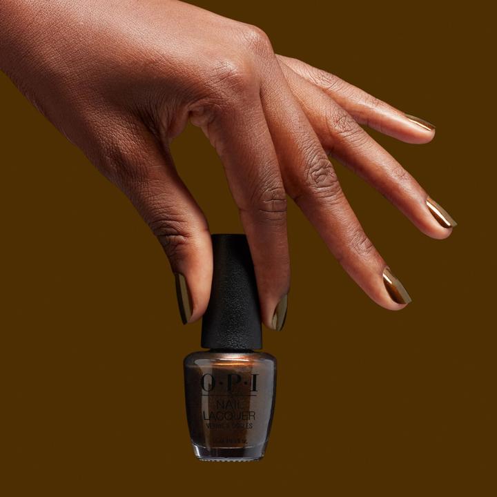 Image du produit OPI Nail Lacquer Band Tease Semi-Sheer Dark Gold Brown Metallic Chip Resistant (Band Tease, Vernis couleur)