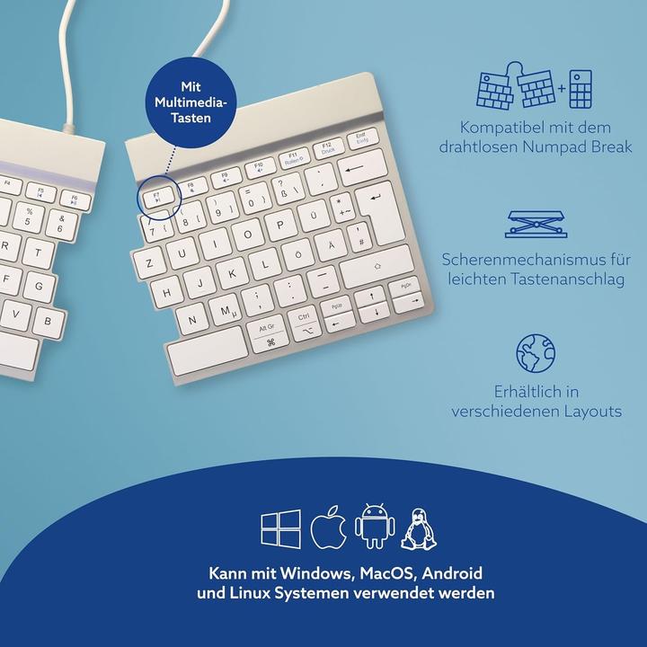 Actual product image R-Go Tools R-Go Keyboard Split Break DE Layout Bluetooth White (Germany, Wireless)